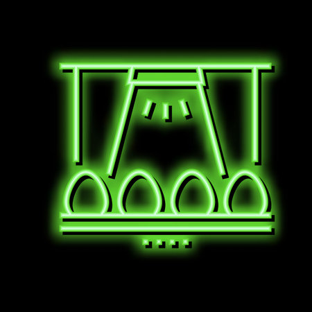 egg factory conveyor neon glow icon illustrationのイラスト素材