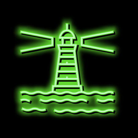 lighthouse port neon glow icon illustrationのイラスト素材