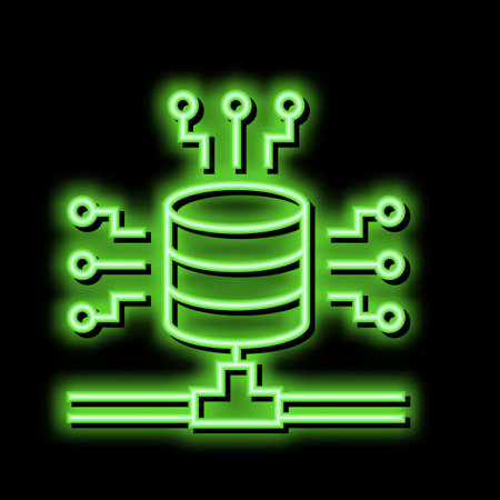 electronic connection digital processing neon glow icon illustrationのイラスト素材