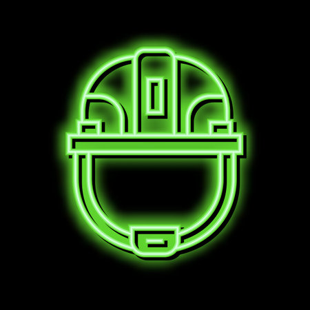 helmet head protect neon glow icon illustrationのイラスト素材