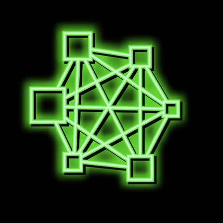 neural network neon glow icon illustrationのイラスト素材
