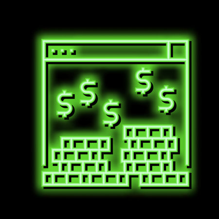 earning money in internet neon glow icon illustrationのイラスト素材