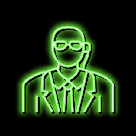 private security neon glow icon illustrationのイラスト素材