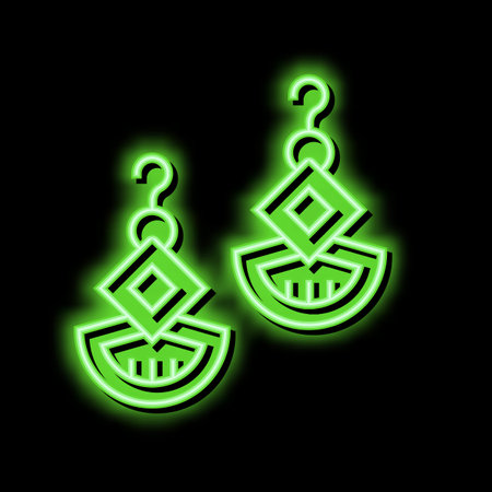 earrings jewellery neon glow icon illustrationのイラスト素材