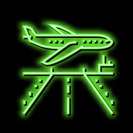 airport runway concrete neon glow icon illustrationのイラスト素材