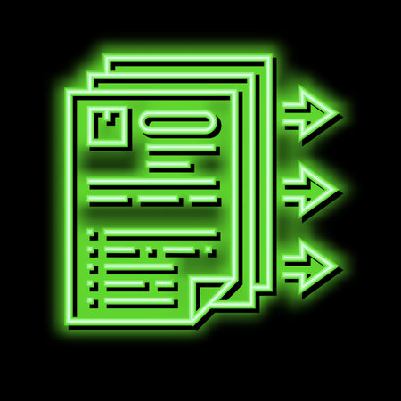 purchase requisition neon glow icon illustrationのイラスト素材