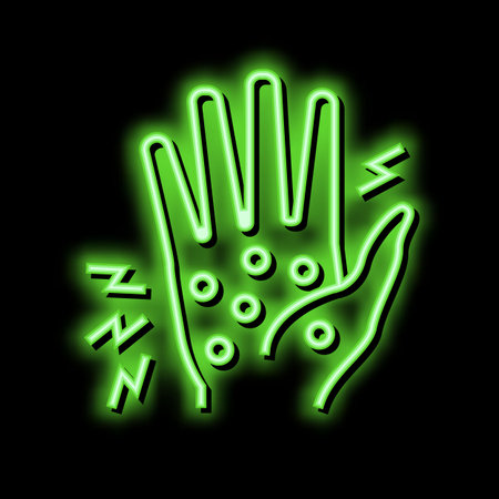 dyshidrotic eczema neon glow icon illustrationのイラスト素材