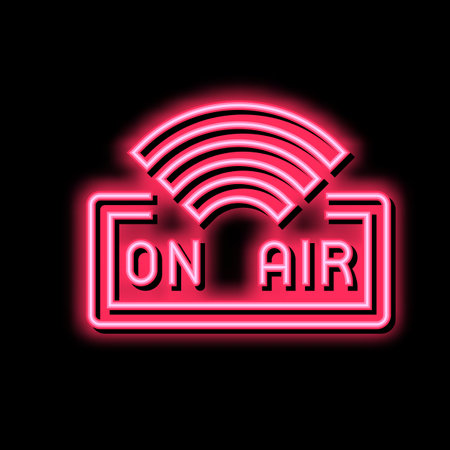 on air live radio podcast neon glow icon illustrationのイラスト素材