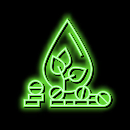 medicaments for blood phytotherapy neon glow icon illustrationのイラスト素材