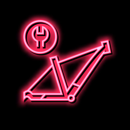 bicycle frame repair neon glow icon illustrationのイラスト素材
