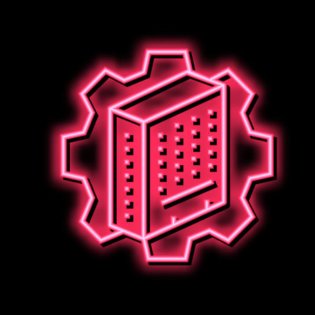 building process neon glow icon illustrationのイラスト素材