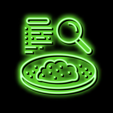 researching and analyzing soil neon glow icon illustrationのイラスト素材