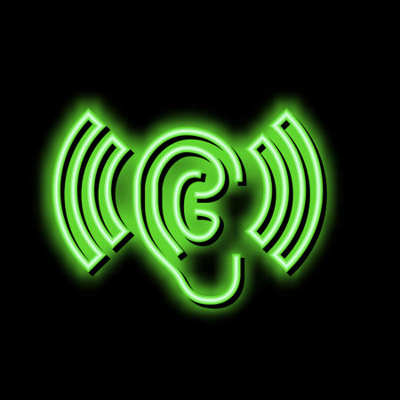 listening and hearing noise neon glow icon illustrationのイラスト素材