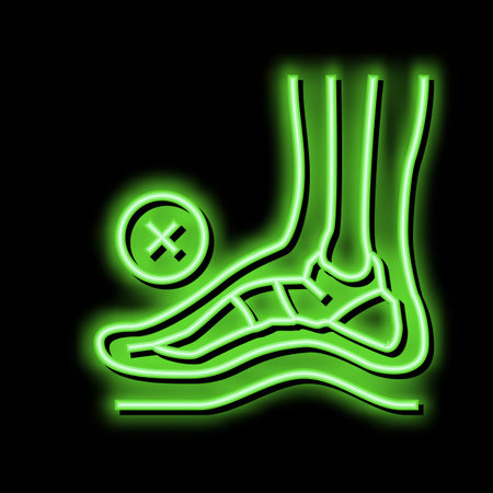 bone postural deformity feet neon glow icon illustrationのイラスト素材