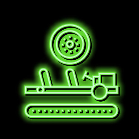 wheels installing car neon glow icon illustrationのイラスト素材