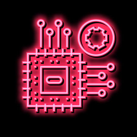 chip repair neon glow icon illustrationのイラスト素材