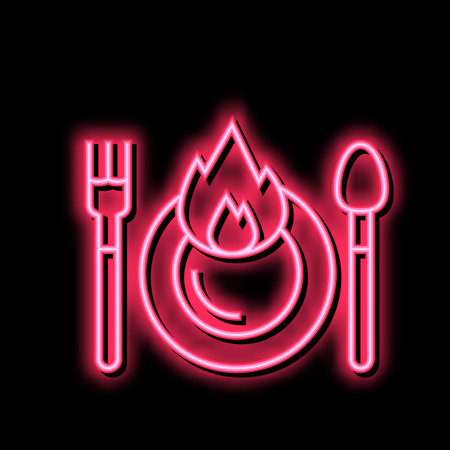 spicy food neon glow icon illustrationのイラスト素材