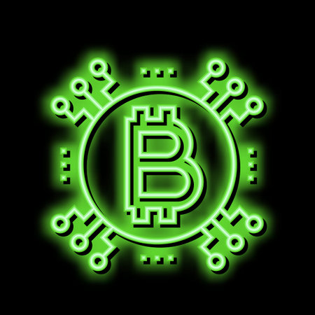 cryptocurrency ico neon glow icon illustrationのイラスト素材