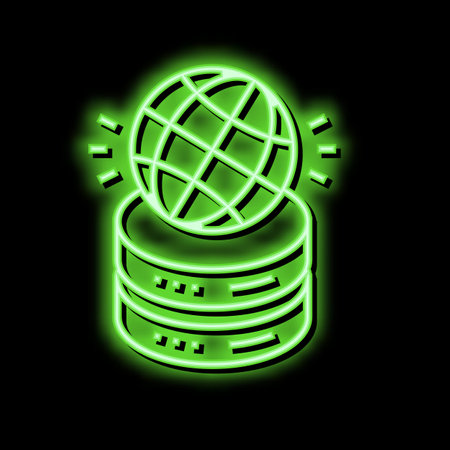 global digital processing neon glow icon illustrationのイラスト素材