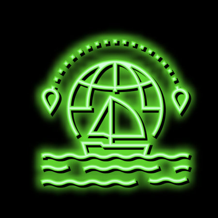 yacht tourism neon glow icon illustrationのイラスト素材
