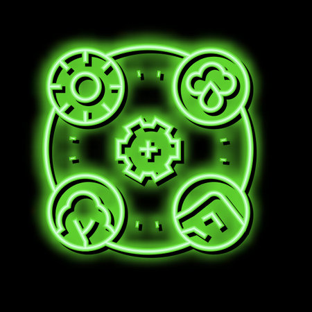 planet ecosystem neon glow icon illustrationのイラスト素材