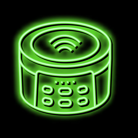 wireless music speaker neon glow icon illustrationのイラスト素材