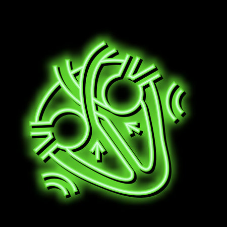systole disease neon glow icon illustrationのイラスト素材