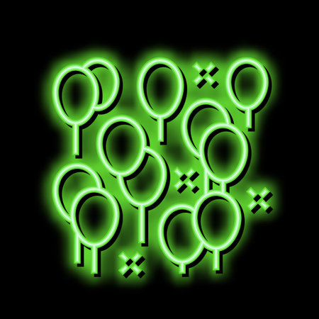 party decoration balloon neon glow icon illustrationのイラスト素材