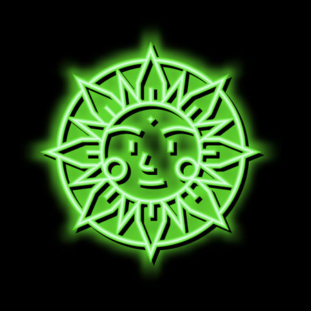 sun occult symbol neon glow icon illustrationのイラスト素材