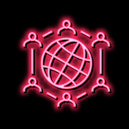 global communication neon glow icon illustrationのイラスト素材