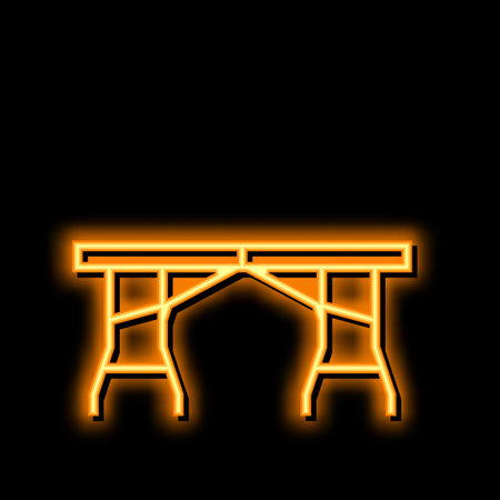 folding table neon glow icon illustrationのイラスト素材