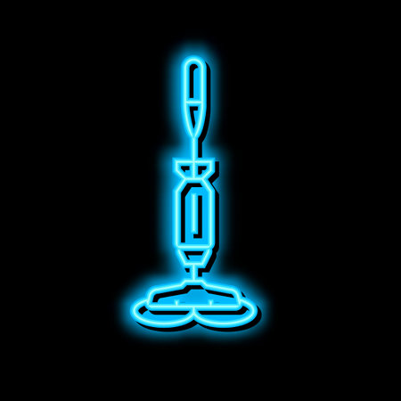 cleaner mop accessory neon glow icon illustrationのイラスト素材