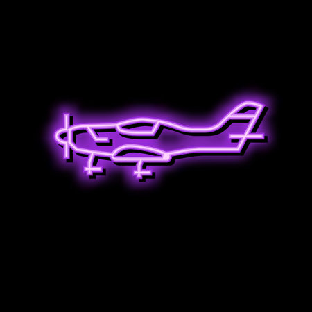 light sport airplane aircraft neon glow icon illustrationのイラスト素材