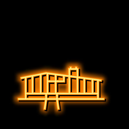 midcentury modern house neon glow icon illustrationのイラスト素材