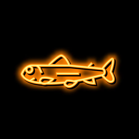 fry salmon neon glow icon illustrationのイラスト素材