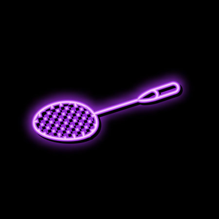 racket game badminton neon glow icon illustrationのイラスト素材