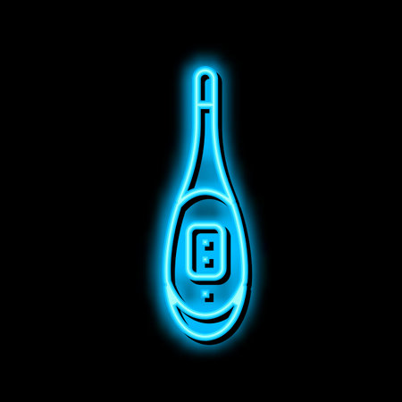 baby thermometer for infants neon glow icon illustrationのイラスト素材