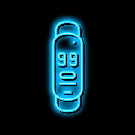 fitness tracker neon glow icon illustrationのイラスト素材