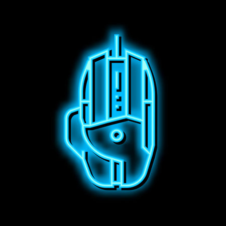gaming mouse neon glow icon illustrationのイラスト素材