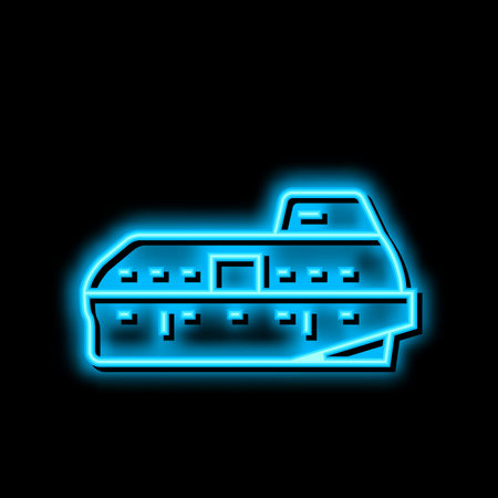 lifeboat boat neon glow icon illustrationのイラスト素材