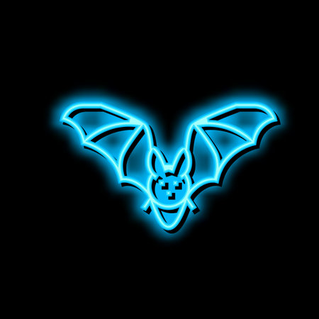 bat animal in zoo neon glow icon illustrationのイラスト素材