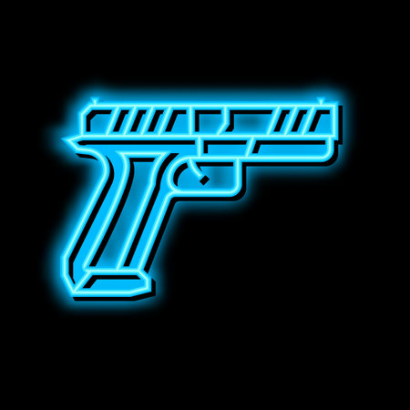 centerfire pistol neon glow icon illustrationのイラスト素材
