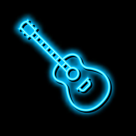 guitar musical instrument neon glow icon illustrationのイラスト素材