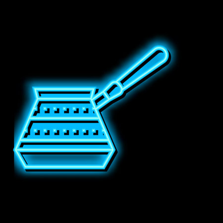 turkish cezve coffee make tool neon glow icon illustrationのイラスト素材