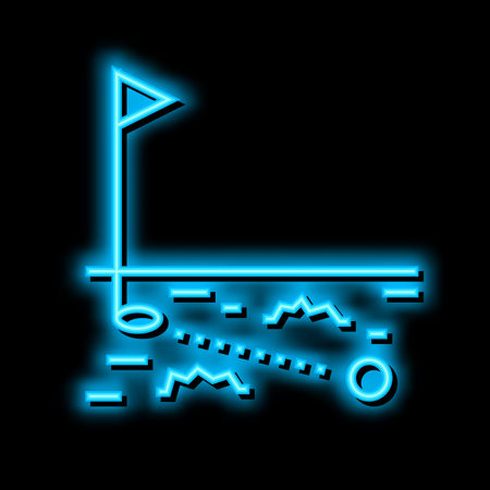 ball running in golf hole neon glow icon illustrationのイラスト素材