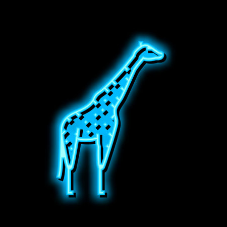 giraffe animal in zoo neon glow icon illustrationのイラスト素材