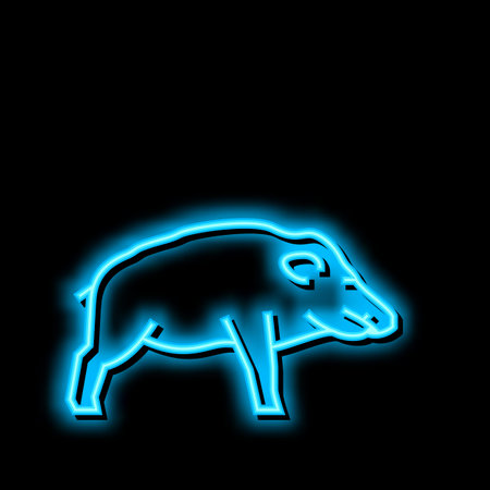 boar wild animal neon glow icon illustrationのイラスト素材
