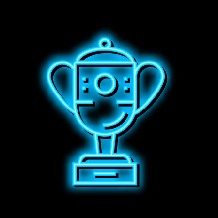 champion award golf tournament neon glow icon illustrationのイラスト素材