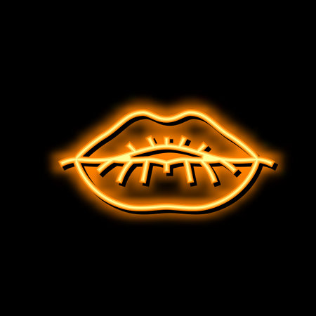 lip facial neon glow icon illustrationのイラスト素材