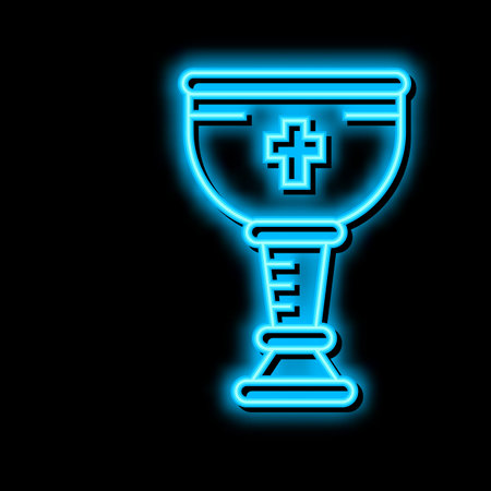 wine christianity cup neon glow icon illustrationのイラスト素材